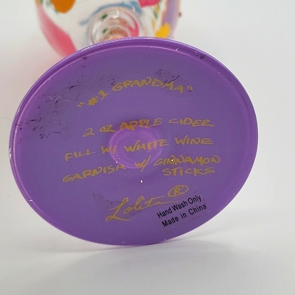 LOLITA Hand Painted Recipe Wine Glass #1 Grandma